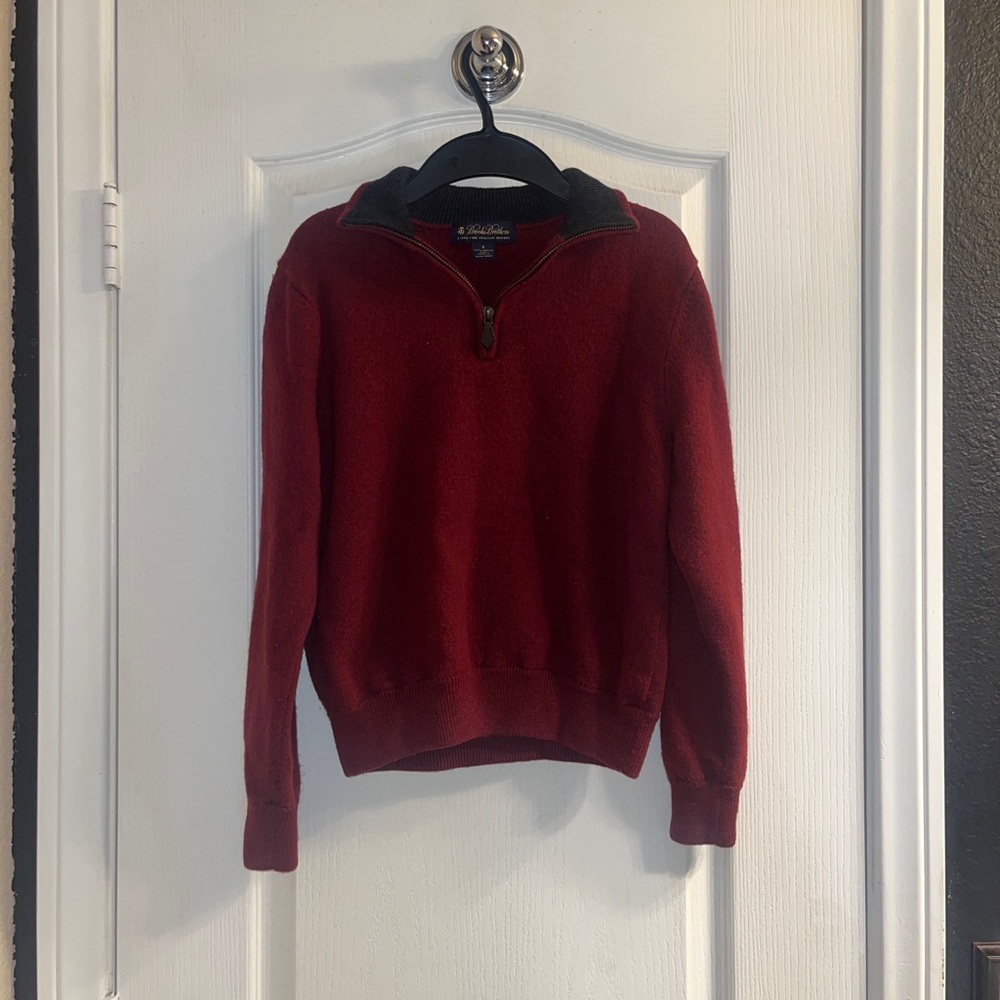 Brooks Brothers V-Neck Sweater in burgundy wine Merino Wool